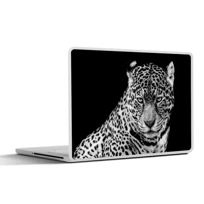 Produktbild von MuchoWow® Laptop Aufkleber Sticker Cover Leopard - Tiere - Schwarz - Weiß - Porträt 25x18 cm - Laptop-Deko