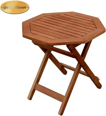 An octagonal wooden folding table on a white background.