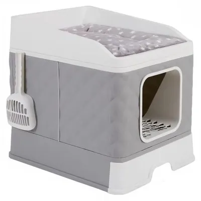 Produktbild von Katzenbox mit Doppelanfang, tragbar, groß, mit Schaufel und Filter, leicht zu reinigen