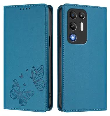 Produktbild von Lederhülle für ZTE nubia RedMagic 11 Air, Schmetterling Prägung Leder Brieftasche Schutzhülle mit Ständer Blau