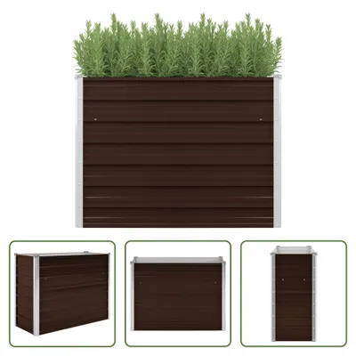 Immagine prodotto di The Living Store Letto da giardino rialzato Marrone 100 x 40 x 77 cm Acciaio zincato