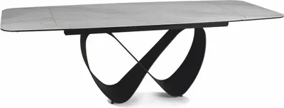 Produktbild von Casa Padrino Luxus Esstisch Matt Weiß / Matt Schwarz 160-240 cm - Ausziehbar