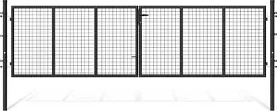 Produktbild von Izrielar Doppelflügel Gartentor  Anthrazit, 350x 100 cm inkl. Griff, Schloss, Schlüsseln und Bodenverriegelung Gartenpforte Einfahrtstor Hoftür,Abgerundet