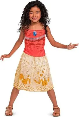 Produktbild von Disguise Disney Vaiana Kostüm für Kinder, offizielles Vaiana-Kostüm von , mit angenähtem Schal und aufgedruckten Outfit-Details, perfekt für Halloween und Karneval, für 3–4, 5–6 & 7–8 Jahre, Maskenkostüm, Kind, Weiblich, Halloween, Koralle, Sand, Disney