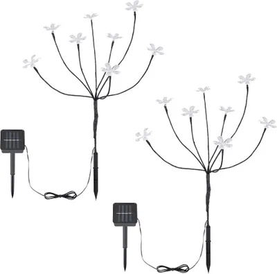 Produktbild von 2x LED Solarleuchte, Schwarz, Schalter, Erdspieß, H 62 cm