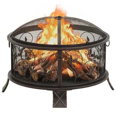 Image de The Living Store : foyer rustique avec tisonnier, 67,5 cm, XXL, en acier