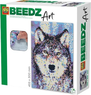 Produktbild von SES Creative Beedz art 06001 - Wolf Bügelperlen Set – 7000 Perlen, 6 Stiftplatten, Kreatives Bastelset, Für Kinder ab 7 Jahren, 12 Jahr(e), Junge/Mädchen, Wolf, Mehrfarbig, 455 mm, 300 mm