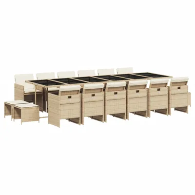 Produktbild von vidaXL 17-tlg. Garten-Essgruppe mit Kissen Beige Poly Rattan