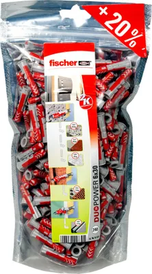 Image de Assortiment de 240 chevilles 3 en 1 duopower 536382 FISCHER, diam. 6 mm x L. 30