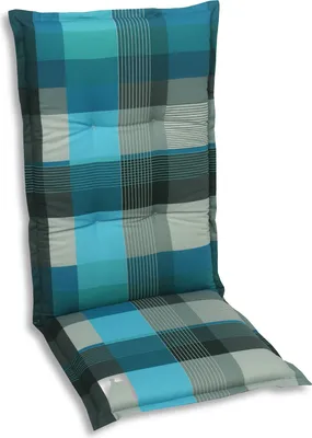 Produktbild von GO-DE Textil, Sesselauflage hoch, Karo petrol grau, 20300-01