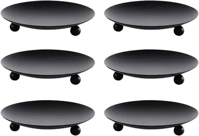 Productafbeelding van Kandelaars, rond, 10 cm hoog, zwart, voor stompkaarsen, set van 6, voor woondecoratie