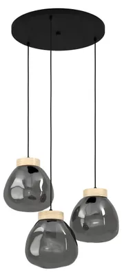 Image de Suspension ronde Magacela, 3 lumières, avec abat-jour fumé