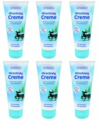 Produktbild von 6x 100 ml VITAWOHL Hirschtalg Creme – Pflege für beanspruchte Haut und Füße