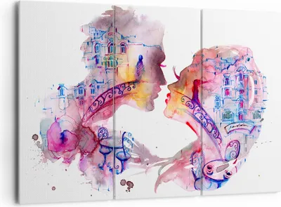 Produktbild von Bild auf Leinwand - Leinwandbild - Paar Liebe Frau urban - 165x110cm - Wand Bild - Wanddeko - Leinwanddruck - Bilder - Kunstdruck - Wanddekoration - Leinwand bilder - Wandkunst - CE165x110-3132