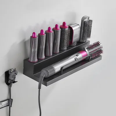 Produktbild von Wandhalterung Halter Lockenstab Zubehör Halterung mit Kleber Edelstahl Haartrocknerhalter Glätteisenhalter 7 Locken Barrels Wandhalterung, A