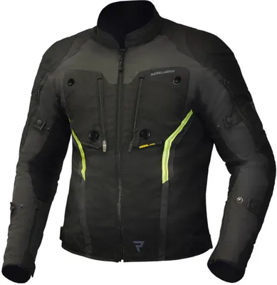 Image de Veste textile Rebelhorn Borg pour moto, noir/gris/jaune, S