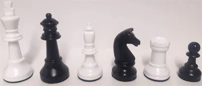 Produktbild von Schachfiguren weiss/schwarz KH 93 mm, Staunton Form, mit Filzsockel