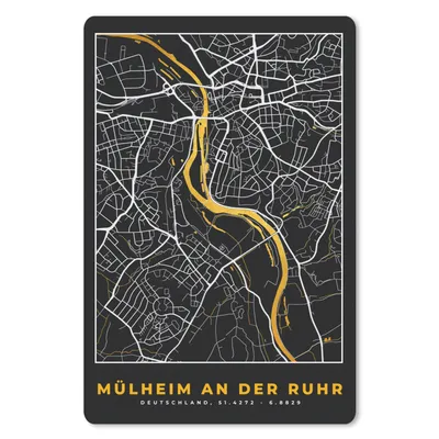 Produktbild von MuchoWow® Mauspad Mousepad Mülheim an der Ruhr - Gold - Stadtplan - Karte - Deutschland 18x27 cm - Mousepads - Maus Mat - Pad - Mausunterlage