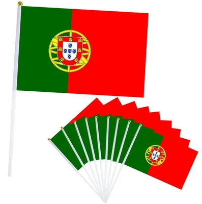 Produktbild von 10er Portugal Handflaggen Set 21x14cm für EM Deko 2024