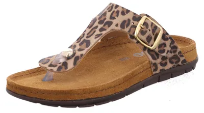 Produktbild von Rohde Damen Pantolette Leder Zehentrenner mit Leopardenmuster Rodigo-D 5891, Größe:39 EU, Farbe:Beige