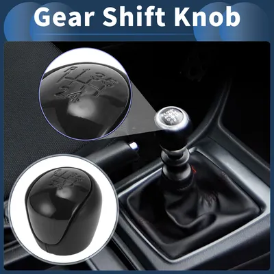 Image de Pommeau De Levier De Vitesse Manuel à 5 Vitesses, Levier De Vitesses Avant Pour Bo?te De Vitesses Automobile Pour Hyundai Elantra 2008-2009 En Plastique Simili Cuir Noir, 1 Pièce