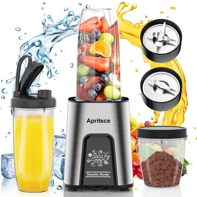 Smoothie Maker 800 W mit 600 ml Flasche und 300 ml Mahlbecher