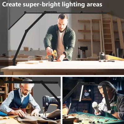 Obrázek produktu pro Stolní lampa s flexibilním ramenem - 24W - Tříramenná - LED osvětlení - Bílé provedení - Vhodná do kanceláře