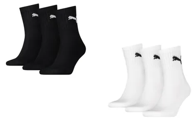 Obrázok produktu pre Puma Short Crew – športové ponožky, 6 kusov: 3 biele / 3 čierne. Veľkosť: 39-42