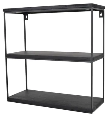 Produktbild von LOFT42 Wally Wandregal mit schwarzem Mangoholz - Metall - 45x45x18