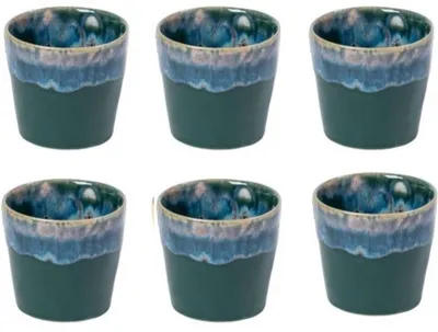 Produktbild von Costa Nova Grespresso handgefertigte Espressotassen – 6er-Set – Grün – Portugiesisches Steingut – 90 ml – Höhe 6 cm