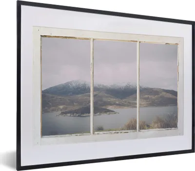 Produktbild von MuchoWow® MuchoWow® Gerahmtes Poster Aussicht - Berg - Schnee 40x30 cm - Poster mit zchwarzem Bilderrahmen - Bilderrahmen - Poster im Rahmen