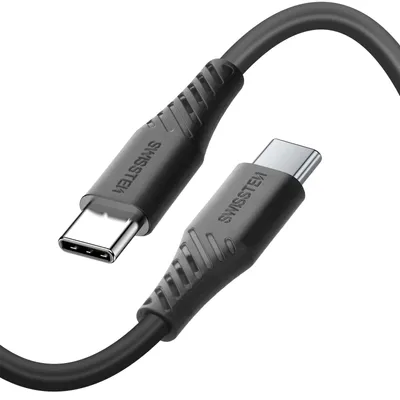 Produktbild von Swissten, USB-C auf USB-C Kabel 60W Silikon knotenfrei 1.5m, Schwarz