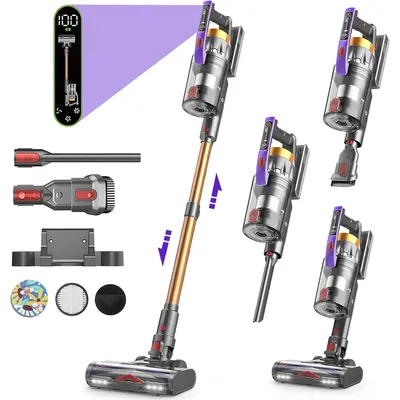 Produktbild von Akku Staubsauger, 50000Pa Staubsauger Kabellos, mit Smartes Touch Display, Laufzeit bis zu 70 Minuten, 7-in-1 Filtersystem, Anti-Tangle-Staubsauger