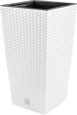 Produktbild von Blumentopf + Einsatz Blumenkübel Rattan RATO SQUARE DRTS200 Weiß