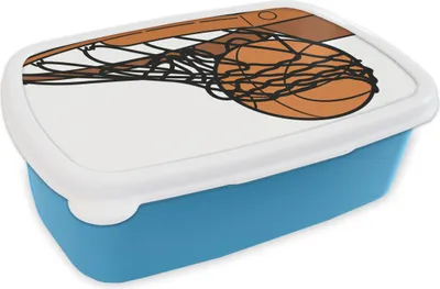 Produktbild von KitchenYeah® Lunchbox Brotzeit Brotdose 17x11 cm Eine Illustration des Basketballs im Netz Kinder Brotzeitdose - Lunch - Kunststoff  - Brotbüchse - Sandwichbox - Lunchbox für Kinder