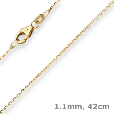 Produktbild von 1,1mm Ankerkette flach Kette Collier Halskette aus 585 Gold Gelbgold 42cm