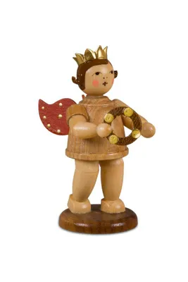Produktbild von Weihnachtsfiguren Engel und Schellenring natur Höhe 6,5cm NEU