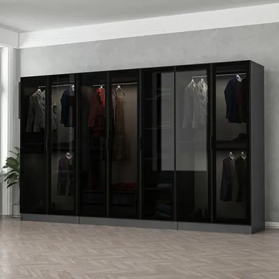 Produktbild von Prunetto - Großer Kleiderschrank, 315x210h cm Anthrazit, Kleiderstange