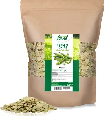 Produktbild von HÜHNER Land Erbsen Chips für Hühner & Geflügel 1kg – Erbsenflocken, Reines Naturprodukt ohne Zusatzstoffe, Hühner Zusatzfutter Hühnerfutter, Futtererbsen für Hühner