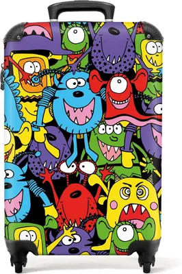 Image de Valise cabine ultra-légère, dimensions 55x35x25 cm, avec motif cartoon, idéale pour les voyages en avion