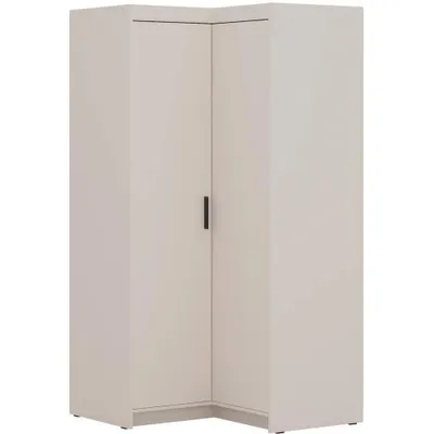 Produktbild von Eckdrehtürenschrank ELENA 2D Beige Sand mit schwarze Griffe - Kleiderschrank 95 cm, Eckschrank mit glatten Türen