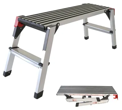 Produktbild von Arbeitsplattform bis 150 kg belastbar, Arbeitsbühne 50 cm hoch, Aluleiter mit 2 Stufen