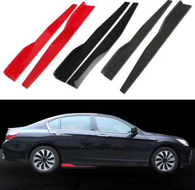Productafbeelding van 1 paar universele auto zijskirtsplijters, vleugeltjes, bumperspoilers, carrosseriepanelen, kleur: carbonvezel