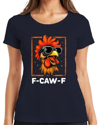 Produktbild von F-CAW-F lustiger Hahn Sonnenbrille Huhn Bauernhof Geschenk Meme Damen T-Shirt, Navy, XL