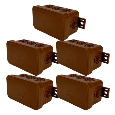Immagine prodotto di 5x Scatola flessibile da superficie 80x45x41mm IP54 8 ingressi a membrana a scatto marrone V8 EDO777922 EDO Technic