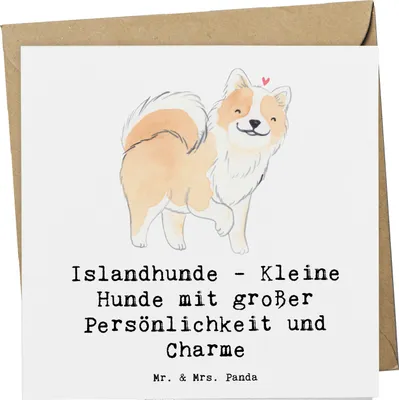 Produktbild von Mr. & Mrs. Panda Grußkarte Charme Islandhund - Weiß - Geschenk, Klappkarte, Freude im Leben, Hunderassen Pflege, kleine Hunde, faltkarte, Charakter, Hund, treue Begleiter