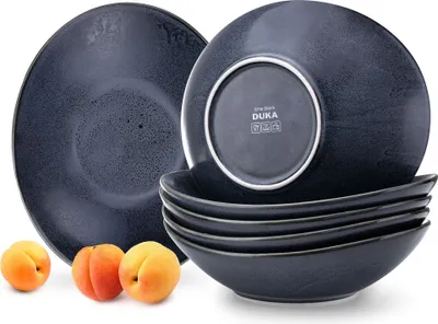 Obrázok produktu pre Konsimo Hlboký tanier na polievku 6p. Tvrdý porcelán s reaktívnou glazúrou "TIME BLACK", čierny, porcelán, dánsky štýl, 450 ml