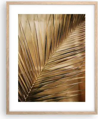 Produktbild von Gerahmtes Poster - Rahmen in heller Eiche - Blatt Gold Pflanze - 40x50 cm - Wand Bild - Wanddeko - Wandbilder - Kunstposter - Wandposter - Bilderrahmen - Bilder - Kunstdruck - P2NPA40x50-5041