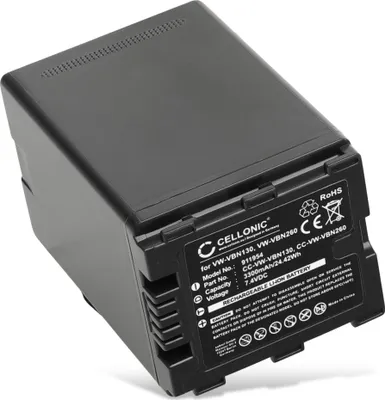 Produktbild von CELLONIC 1x Akku für Kamera Kompatibel mit Panasonic HC-X929, HDC-TM900, HDC-HS900, VW-VBN130 - (3300mAh, 7.4V)