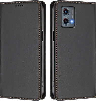 Produktbild von Handyhülle für Motorola Moto G 5G 2023, Kunstleder Klapphülle Stoßfeste Magnetische Hülle mit Ständer Schwarz